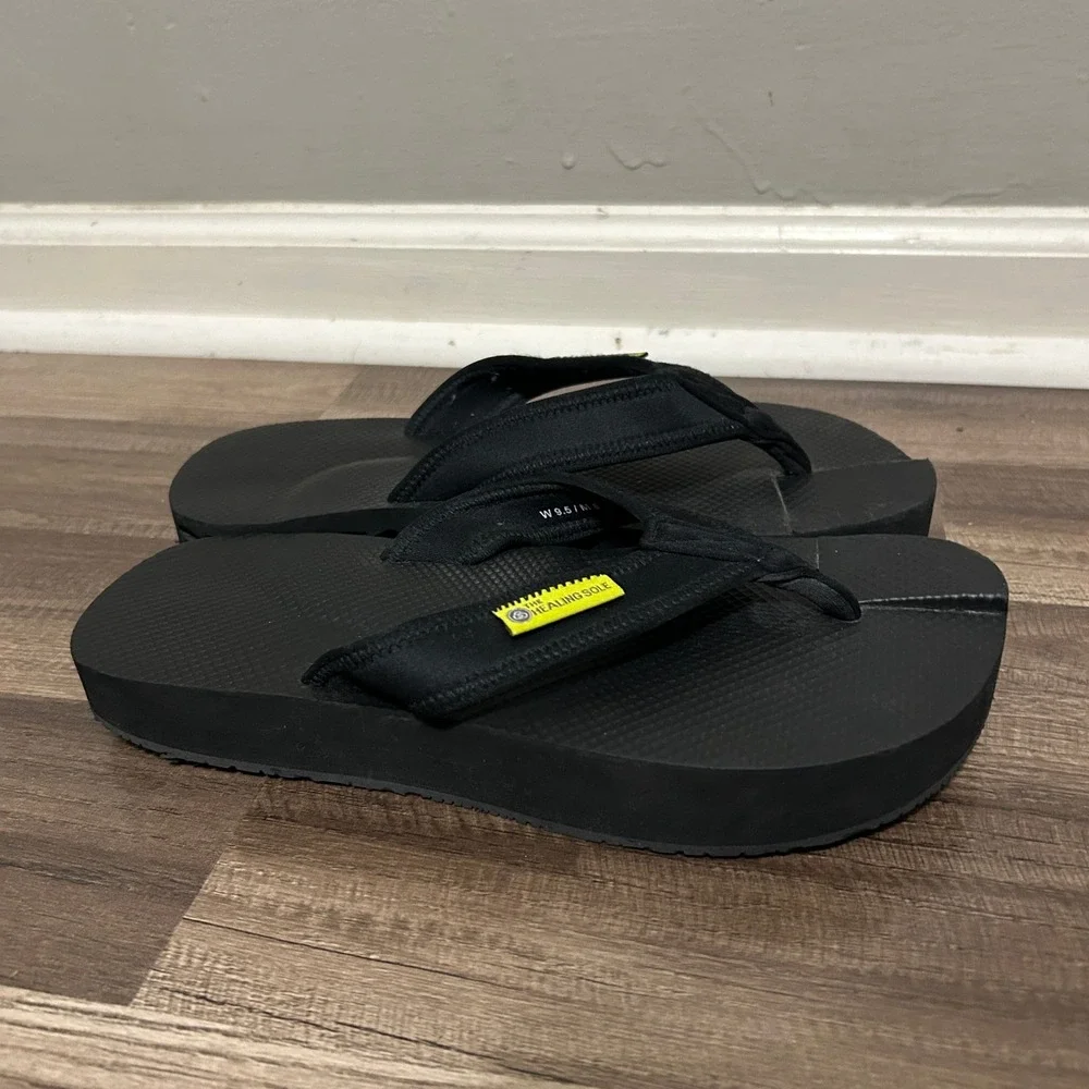 The Healing Sole Flip Flop Sandals Mens 8 Women 9.5 Black Recovery Orthopedic